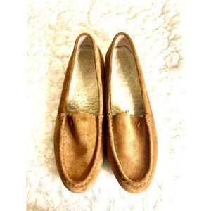 Vionic Haven McKenzie Slipper Toffee suede with faux shearling lining Size 11